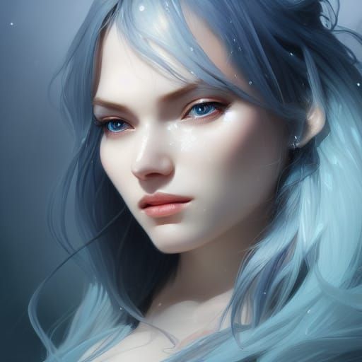 Intricate Ice Princess Portrait in Art Nouveau Style