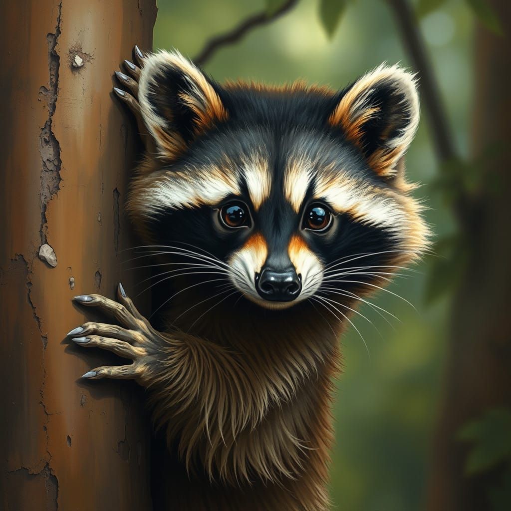 Wild Raccoon in Dazzling Painting
