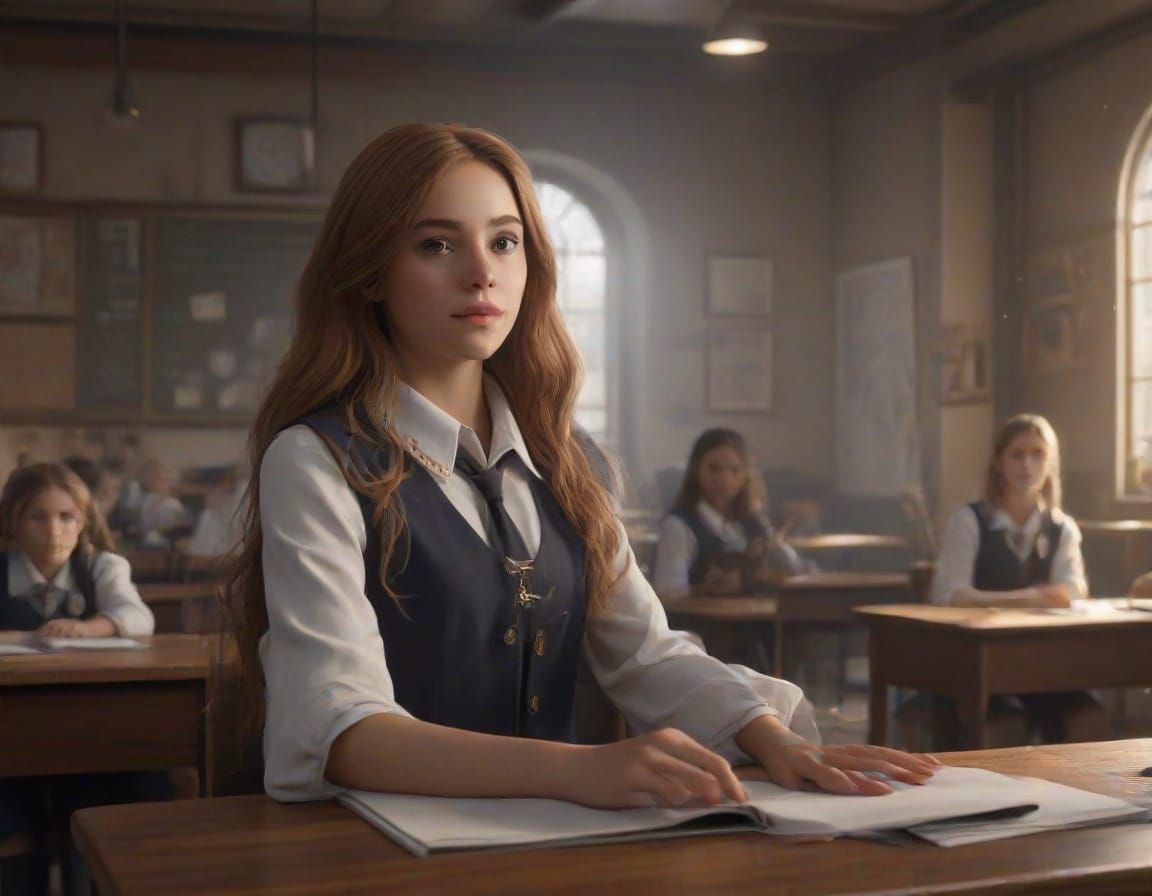 Teenage Mage Girl Answers in Enchanted Classroom