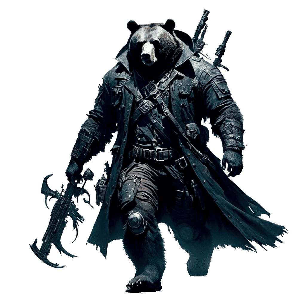 Sci-Fi Bear Mercenary Character Portrait