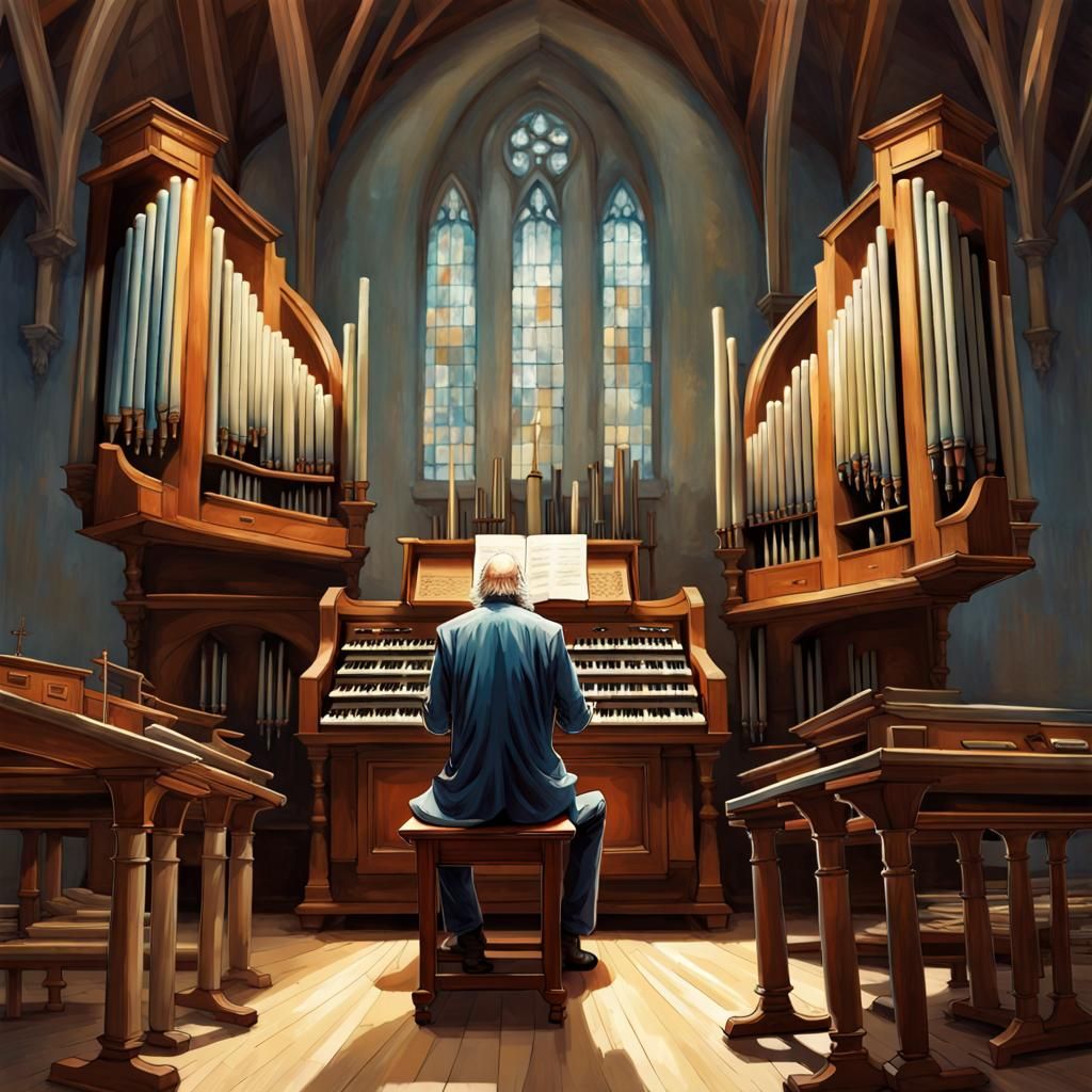 Da Vinci Plays Organ in Volumetric Lighting