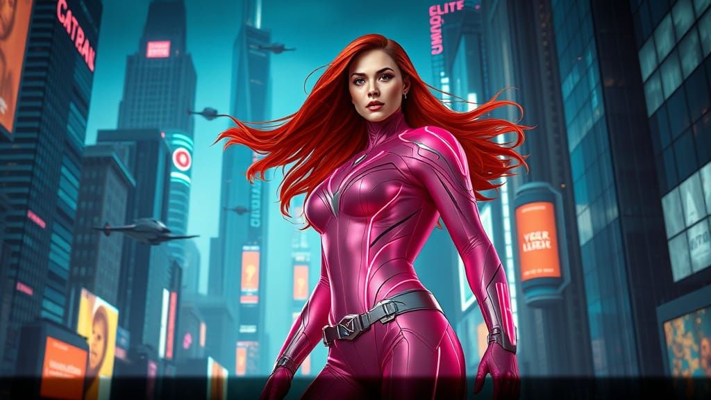 Epic Futuristic Superheroine Atom Eve Dominates Neon Metropo...