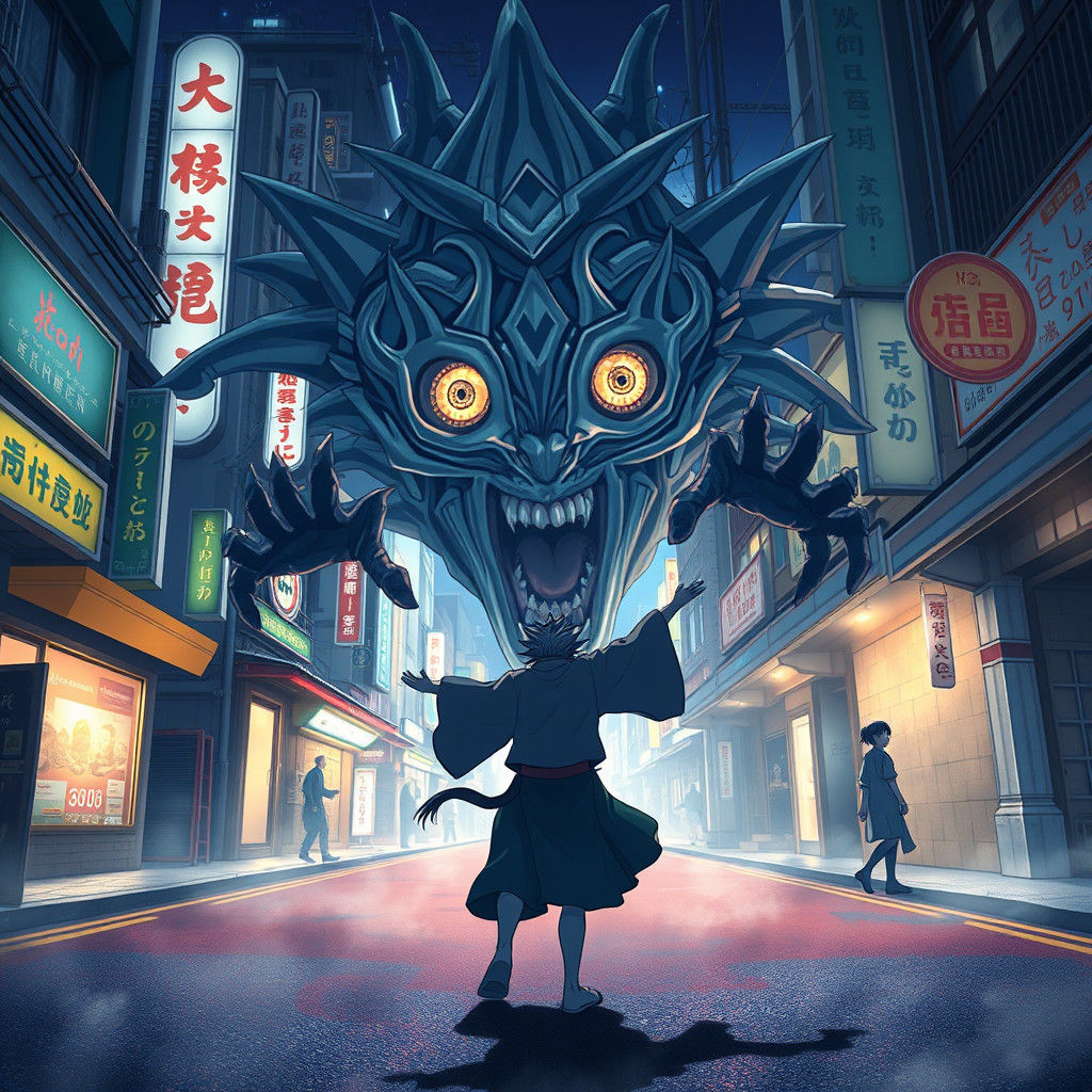 Gojo Attacks Cursed Spirit in Tokyo: Anime Key Visual