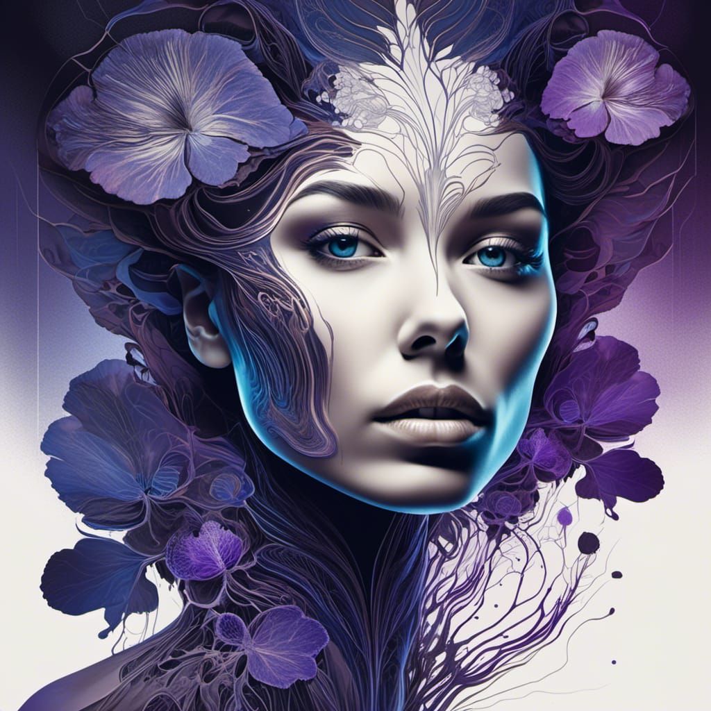 Beautiful Woman's Mind: Double Exposure in Surreal Style