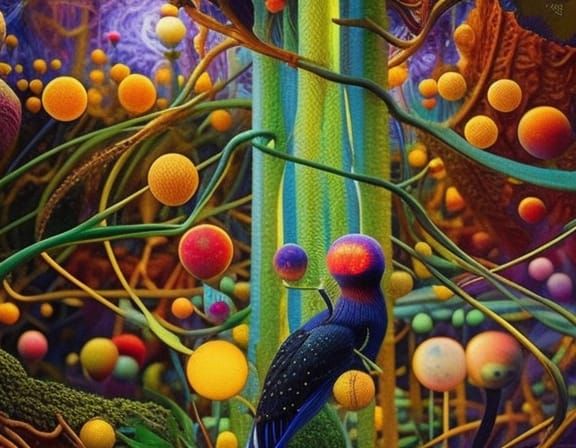 Venus Flytrap in Mycelium Network, Detailed Biopunk Art