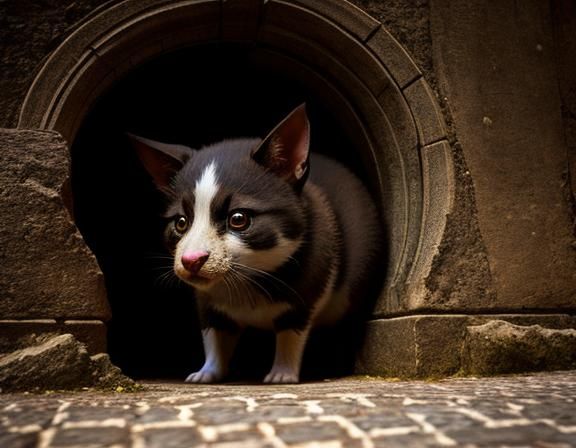 Animal Hidden in Bag with Baroque Elements