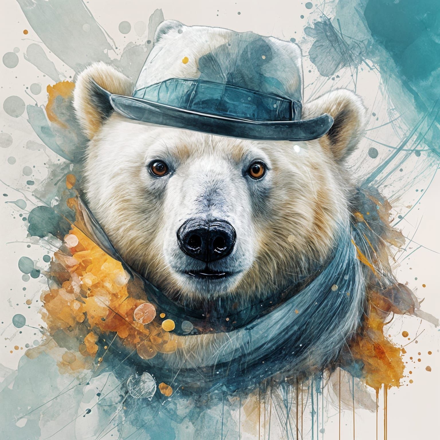 Playful Polar Bear and Penguin Cub Double Exposure