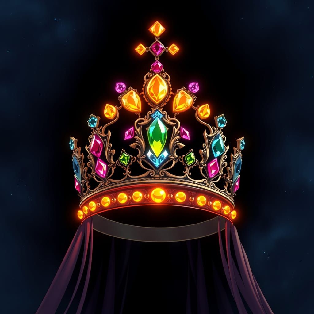 Regal Gemstone Tiara in Cosmic Comic Art Style