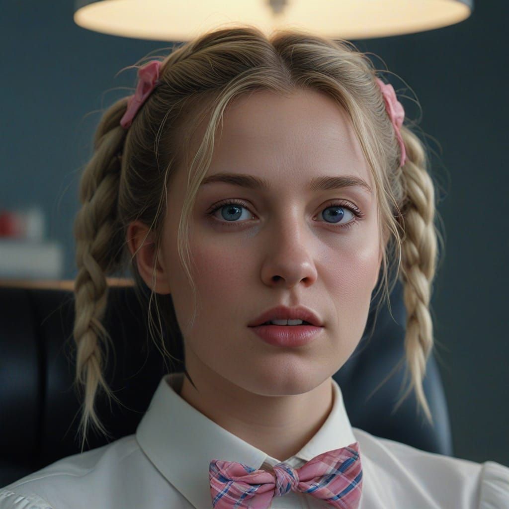 Ethereal Schoolgirl in Dentist Chair: A Cinematic Masterpiec...