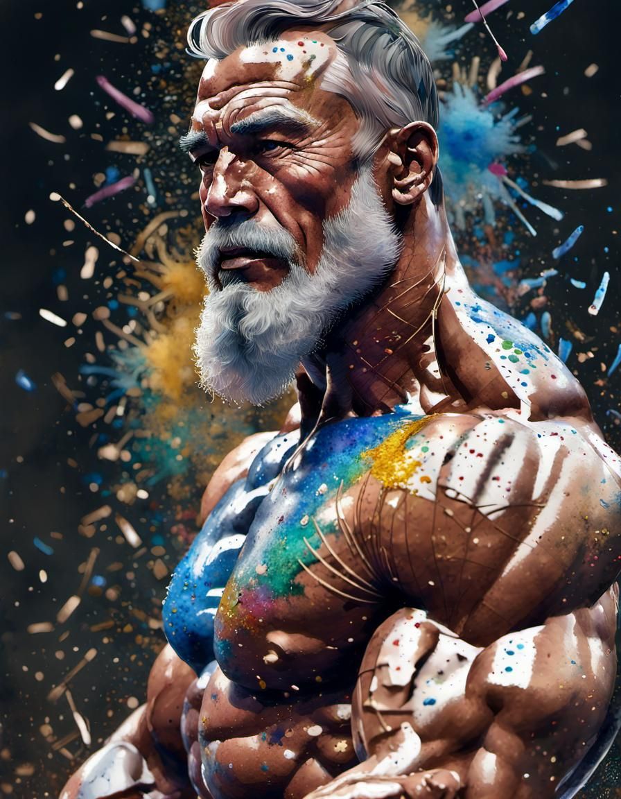 Mr. Universe Victory Celebration in Watercolor