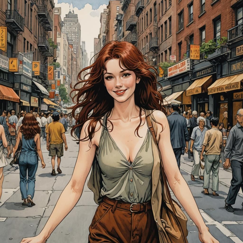 Nude Woman in New York, Comic Book Style
