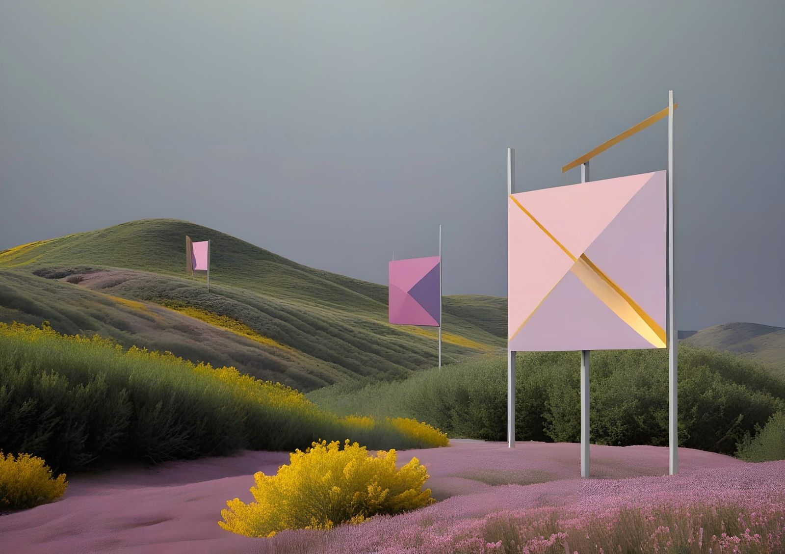 Violet Dimensional Abstraction in Nature-Inspired Style