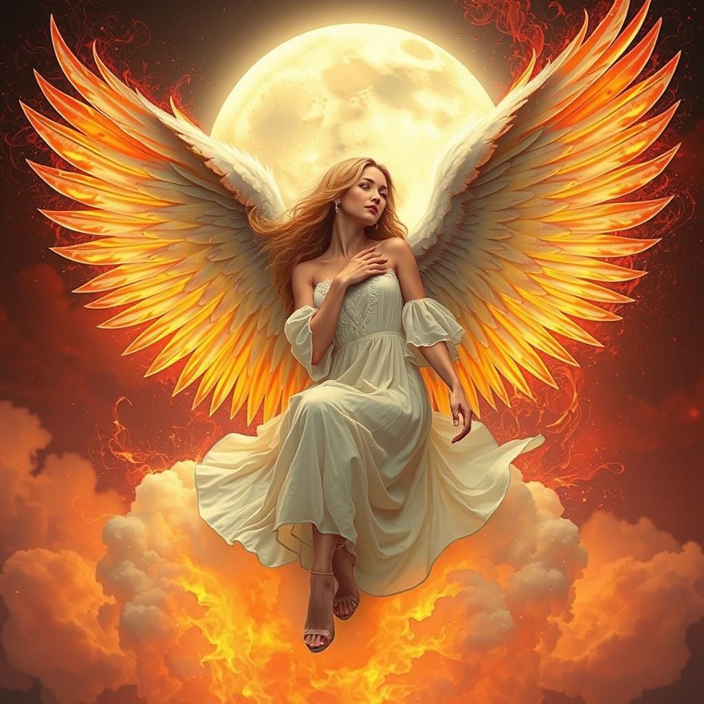 Celestial Angel Woman in Ethereal Setting