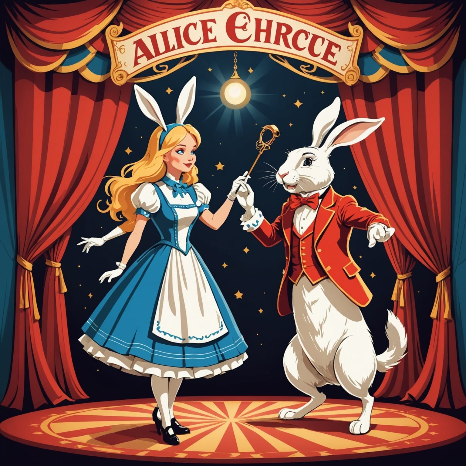 Alice and Rabbit Sing: Vintage Circus Poster