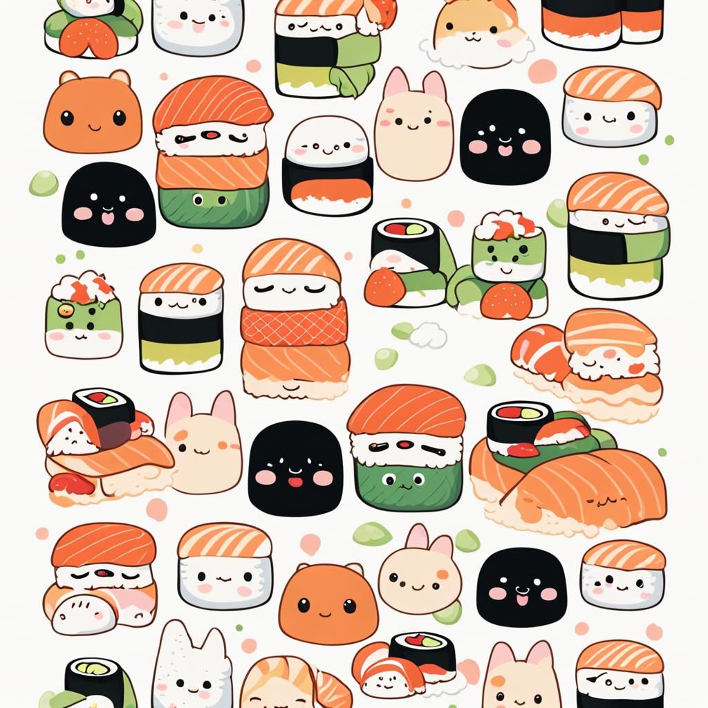Cute Kawaii Sushi with Pastel Colors