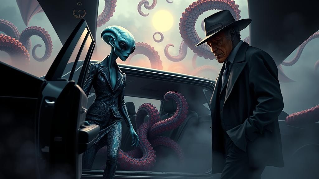 Alien CEO Arrives in Surrealist Limousine