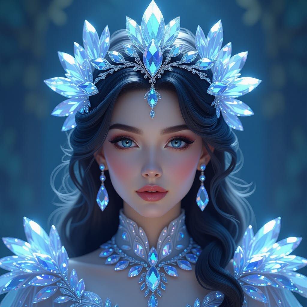 Sapphire Gem Person Portrait in Digital Art Style