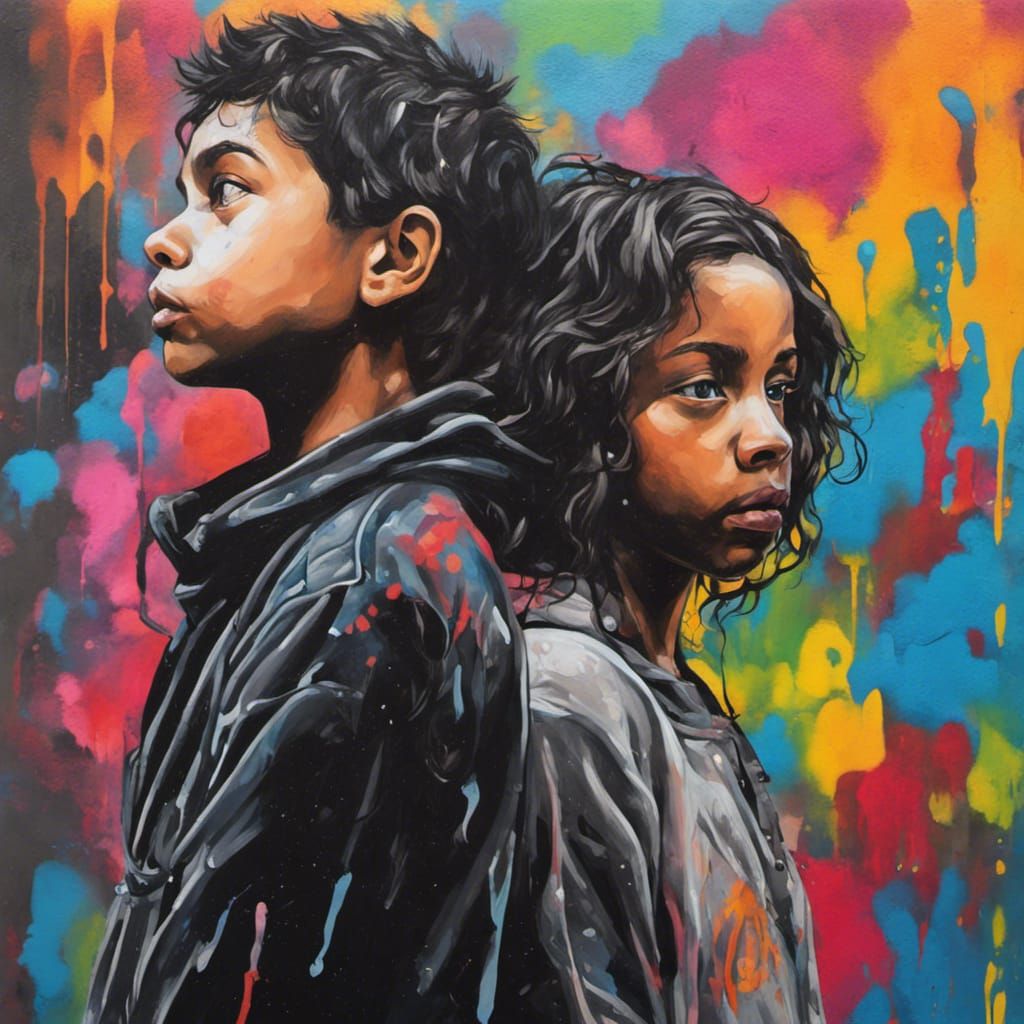Graffiti Art: Boy and Girl Dreaming of Togetherness