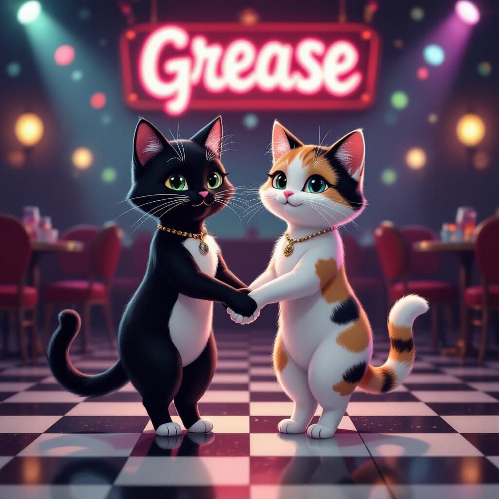 Retro Musical: Feline Characters in 1950s Style