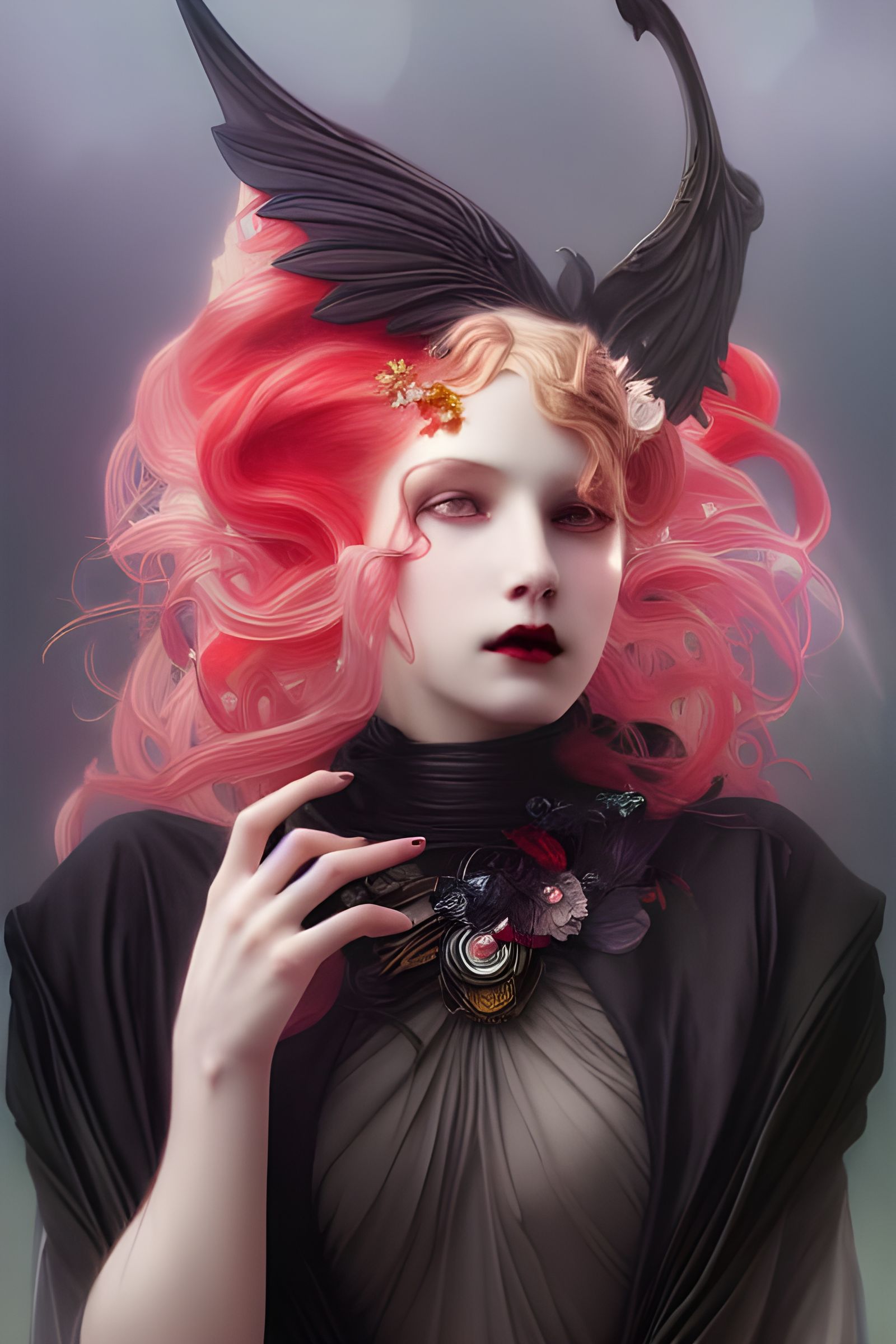 Vampire Goddess in Art Nouveau Style