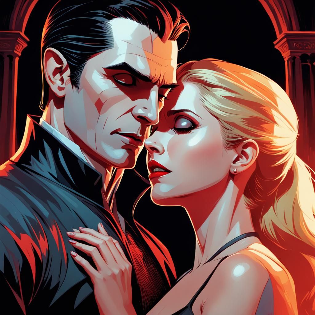 Ethereal Vampire Scene in Dramatic Lighting