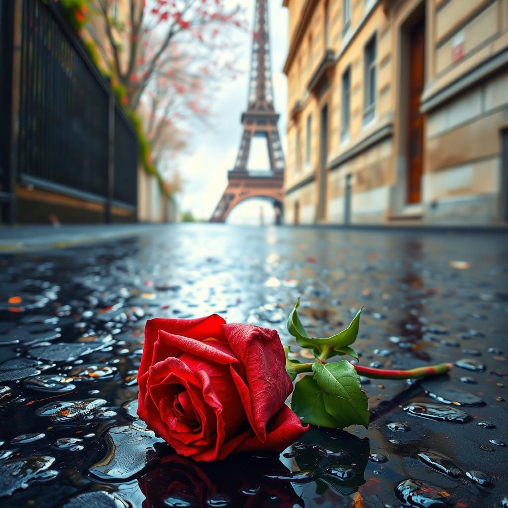 Ethereal Parisian Rose in Impressionist Style