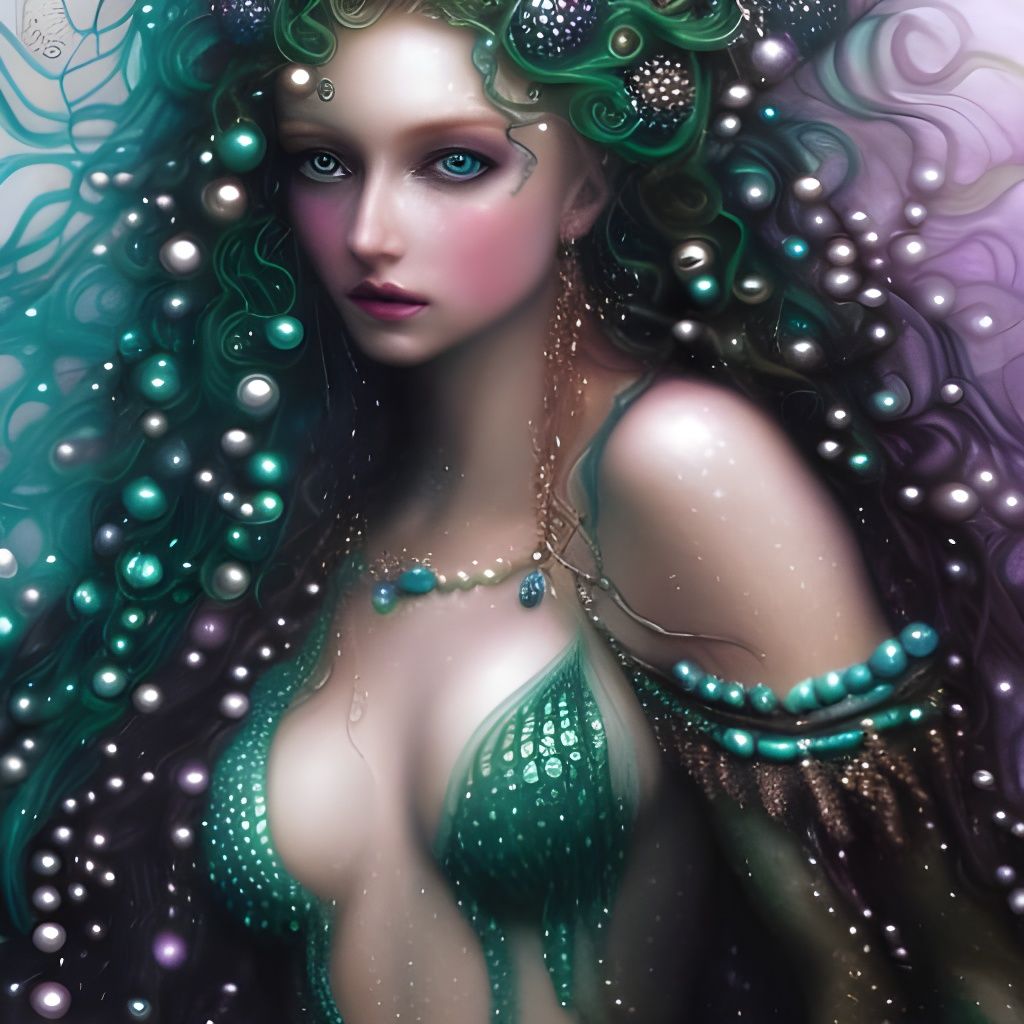 Portrait of a Dazzling Mermaid in a Watercolor Style