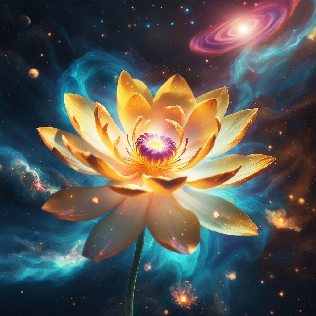 Ethereal Flower Blooms in Cosmic Concept Art
