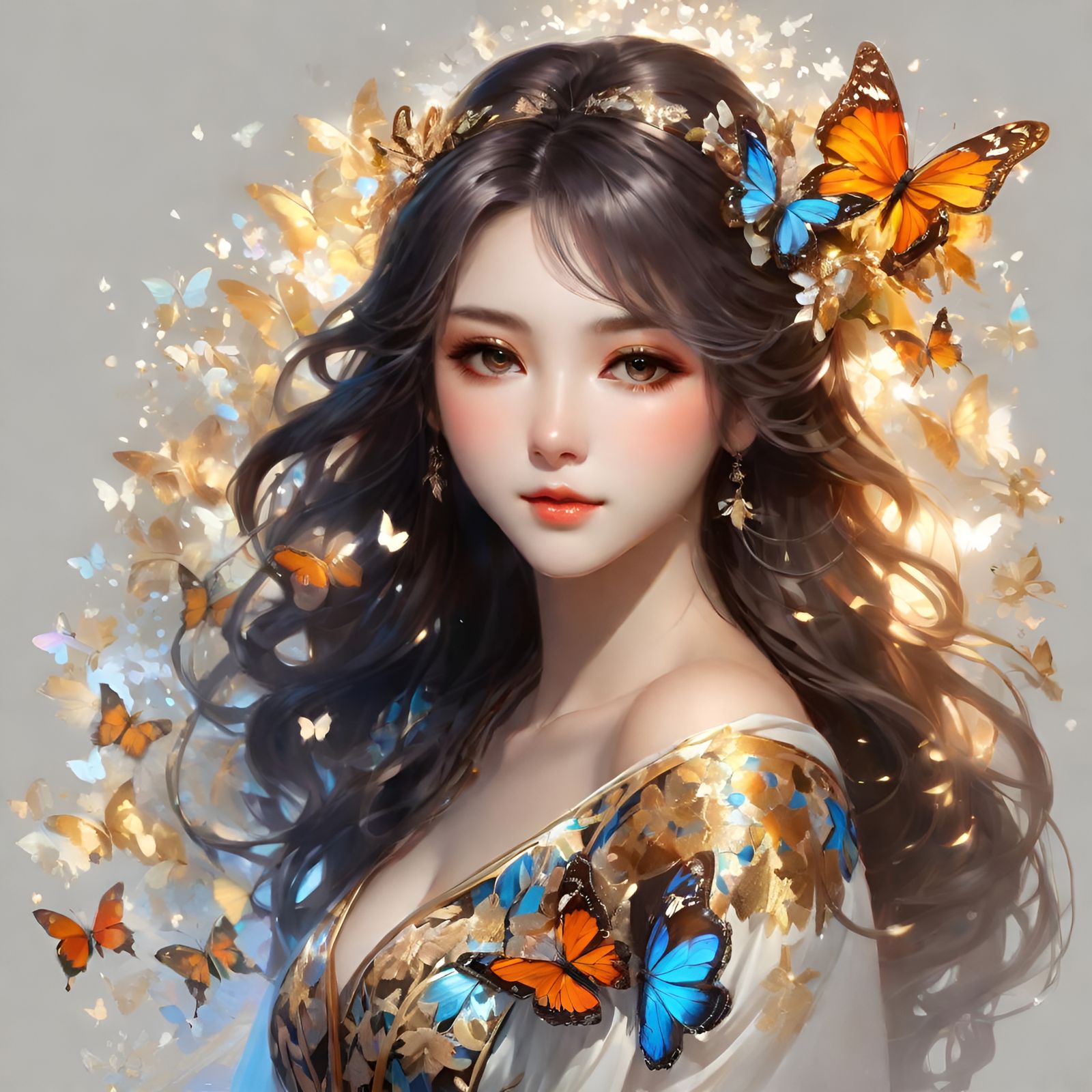 Anime Butterfly Girl Portrait in Photorealistic Style