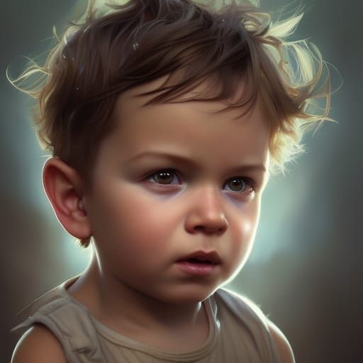 Detailed Portrait of Toddler in Digital Art Style