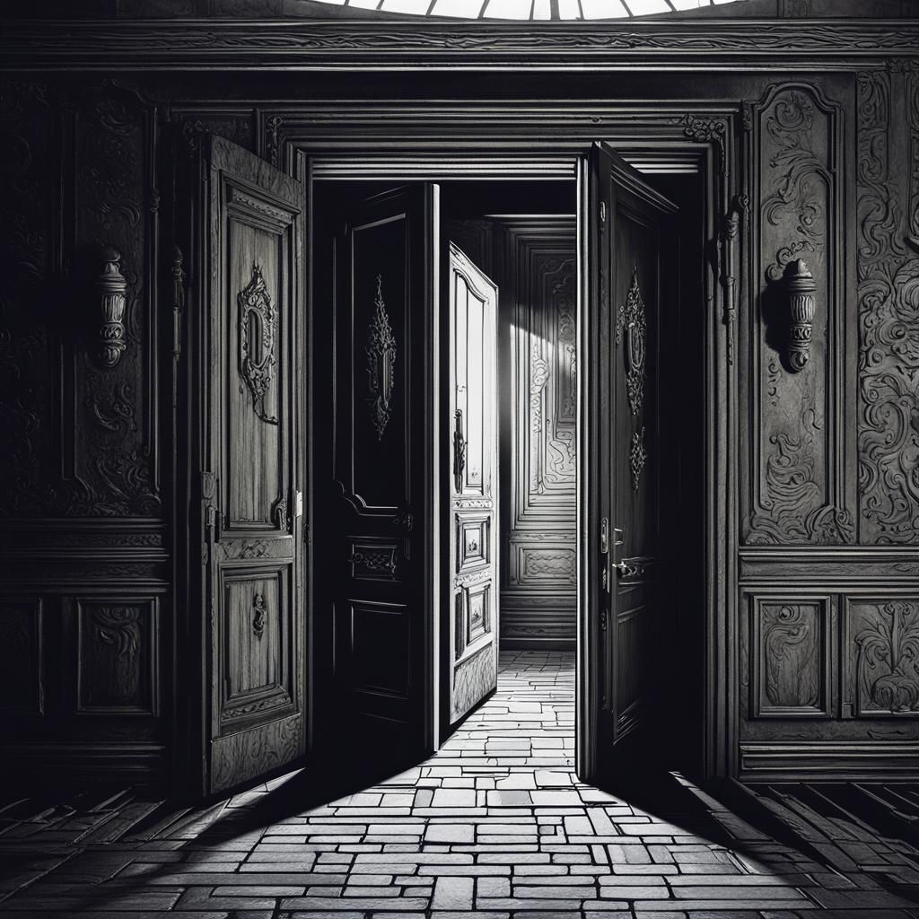 Shadow Entity in 1980s Room: Dark Digital Painting