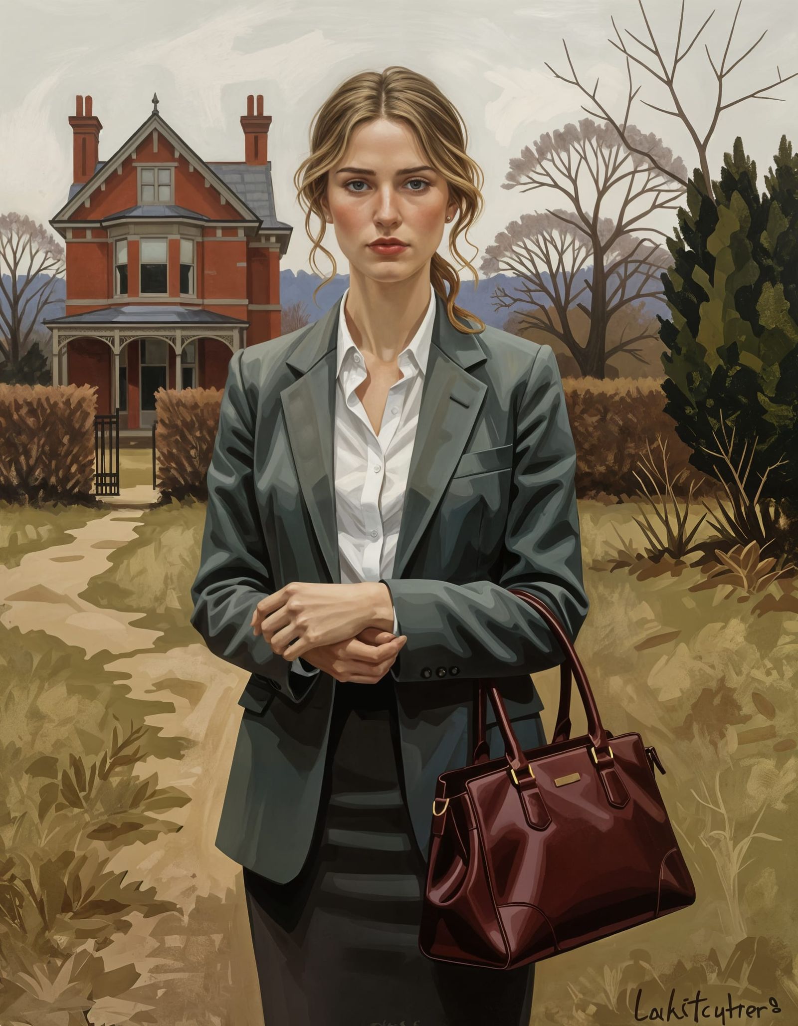 Portrait of a Woman in Victorian Setting, Painted Style