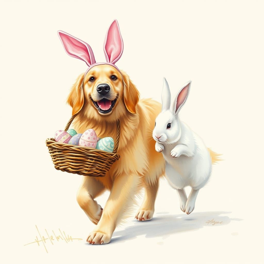 Joyful Easter Companion in Impressionist Style