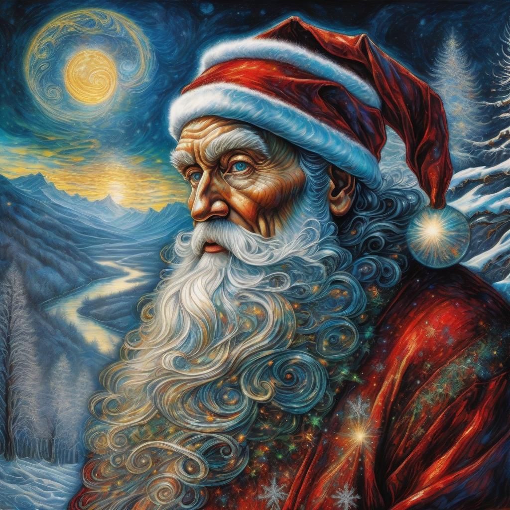Pin-Up Santa Claus in Chiaroscuro Ink Style
