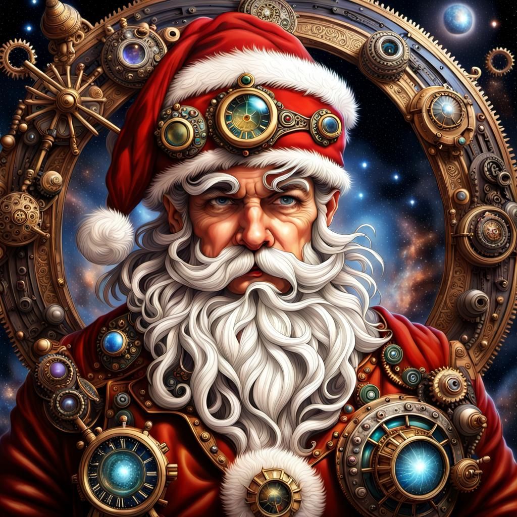 Steampunk Santa in Cosmic Ultrarealistic Style