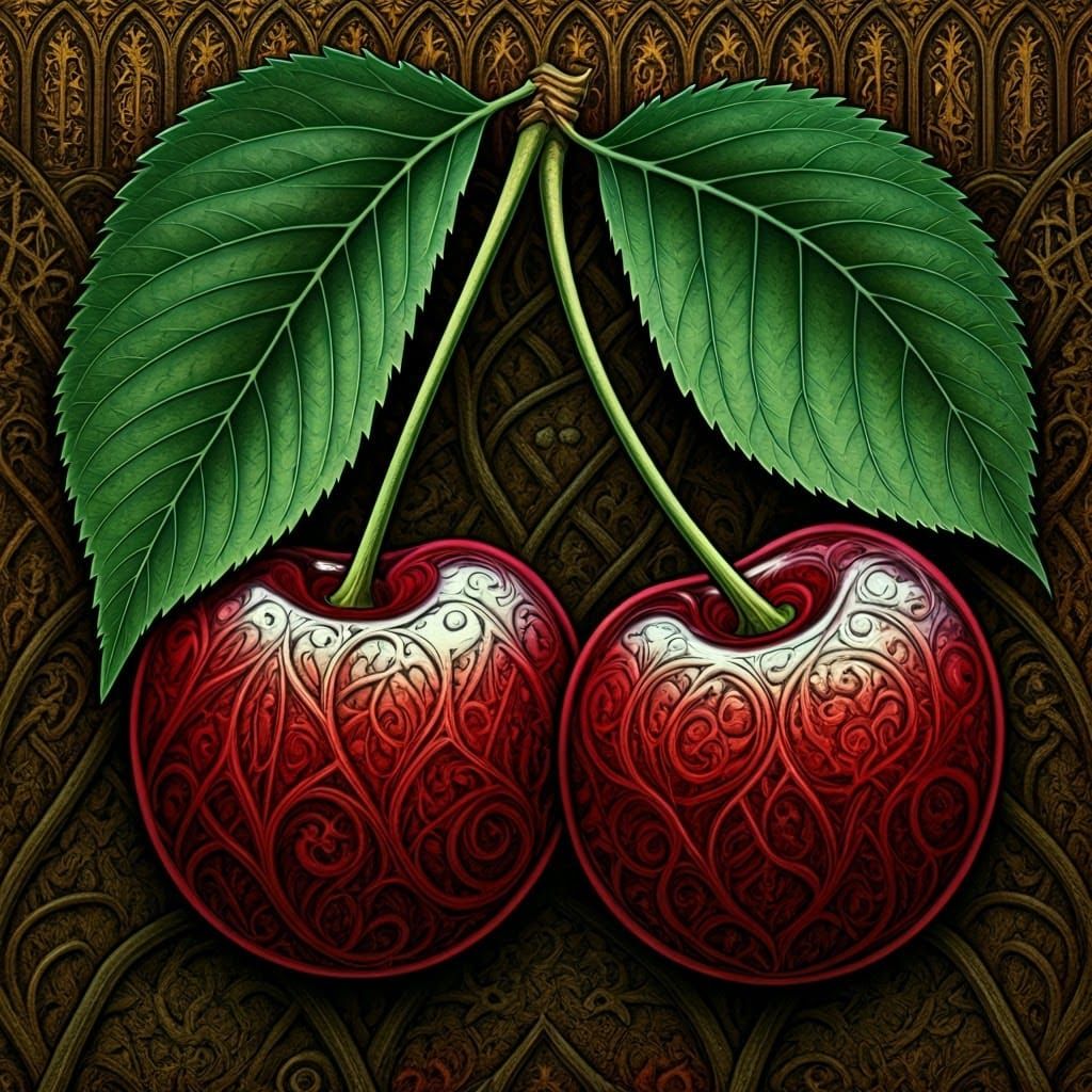 Gothic Cherries in Intricate Ornate Style