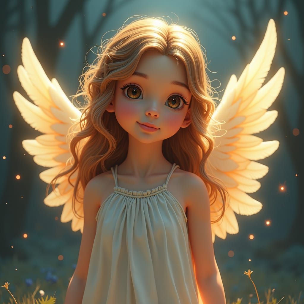 Ethereal Angel with Hazel Eyes, Matte Painting