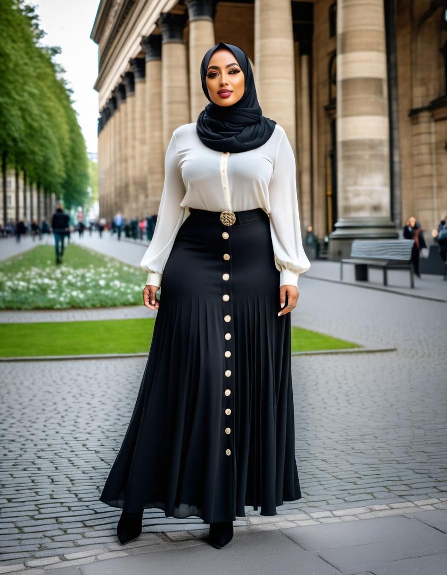Beautiful Woman in Hijab in Berlin, Hyperrealistic