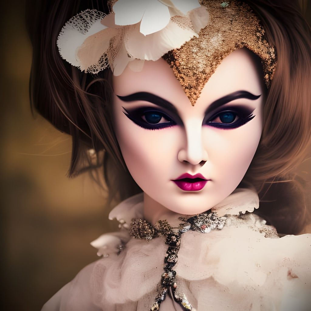 Sparkling Masked Porcelain Doll in Ultra Detail