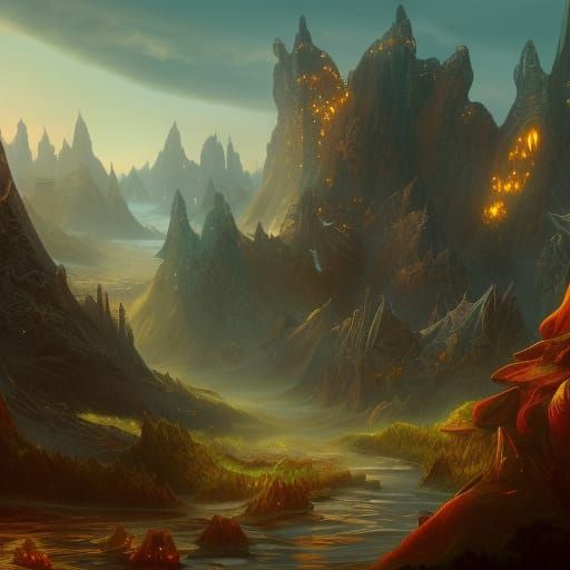 Fantastical Landscape in Deep Color, 8k Resolution