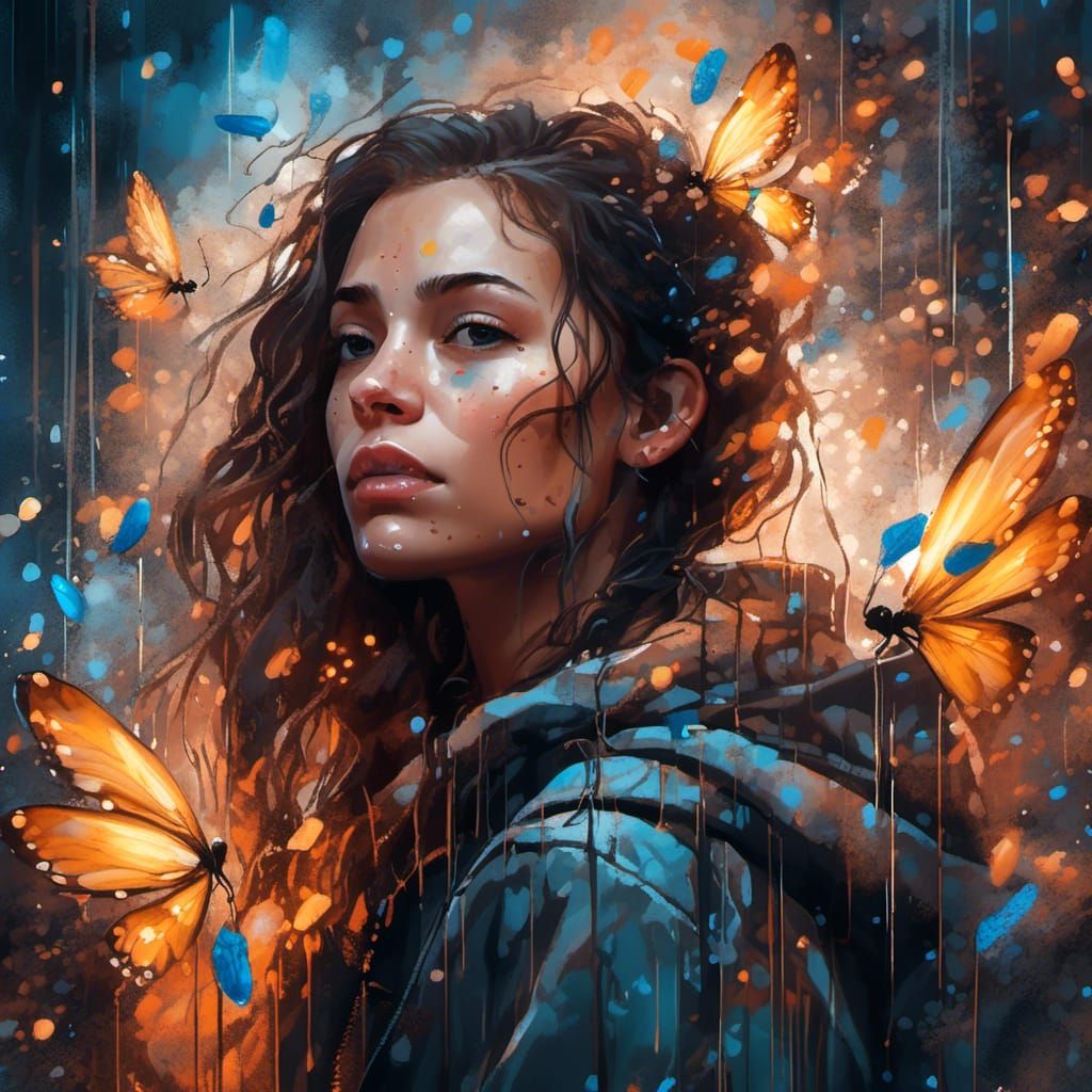 Firefly Mist: A Hyperreal Graffiti Art Portrait