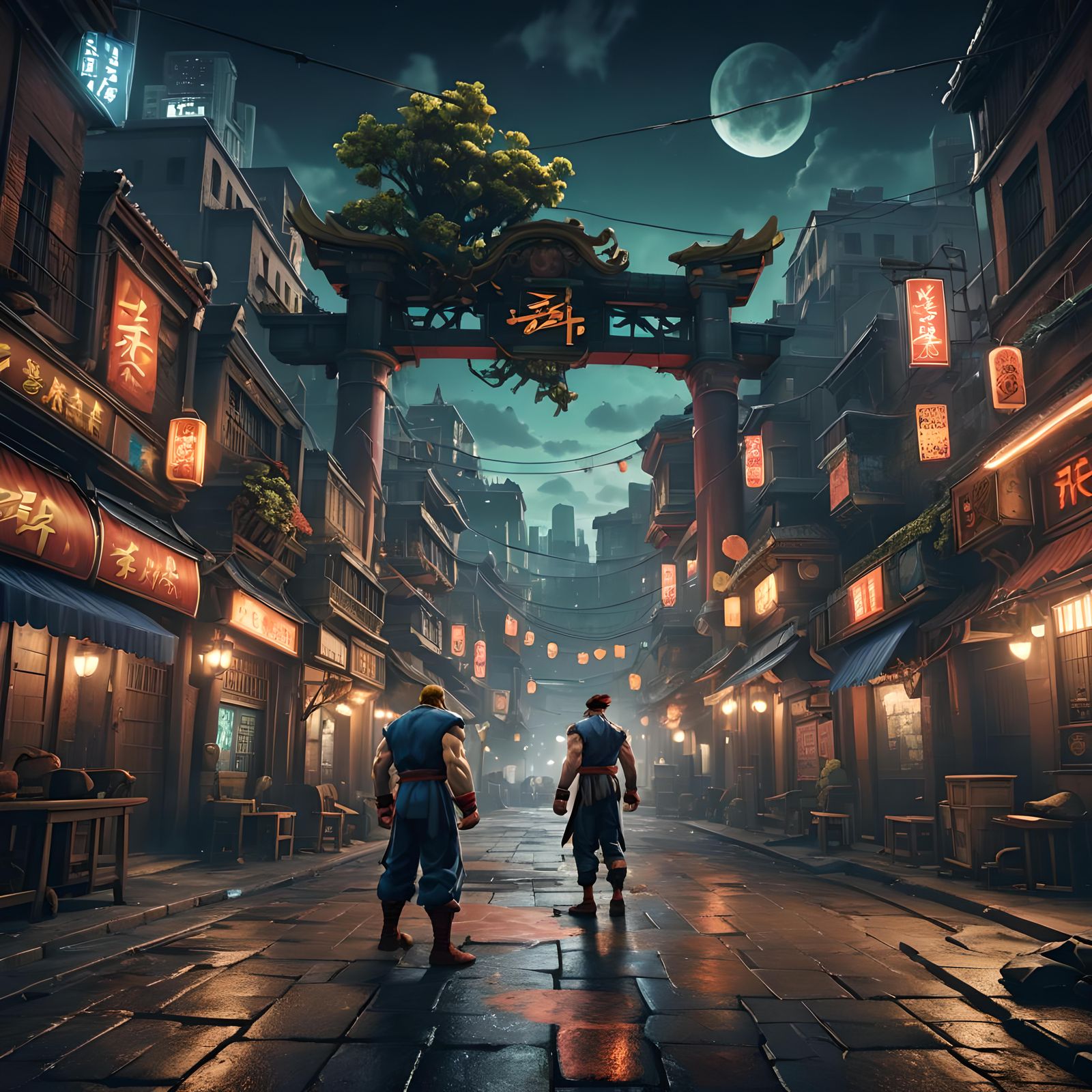 stage di street fighter nella città di notte