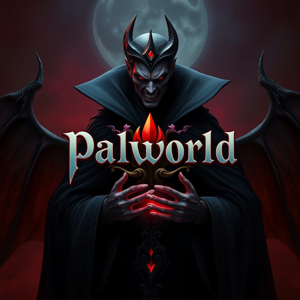 Dracula Presents Palworld Logo in Gothic Fantasy Art