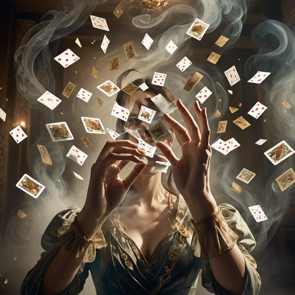 Surreal Hands Conjure Cards in Dreamlike Digital Art