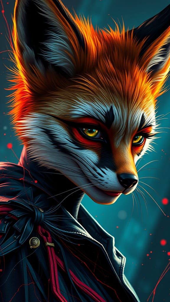 Funky Fox Portrait in Dynamic Lighting