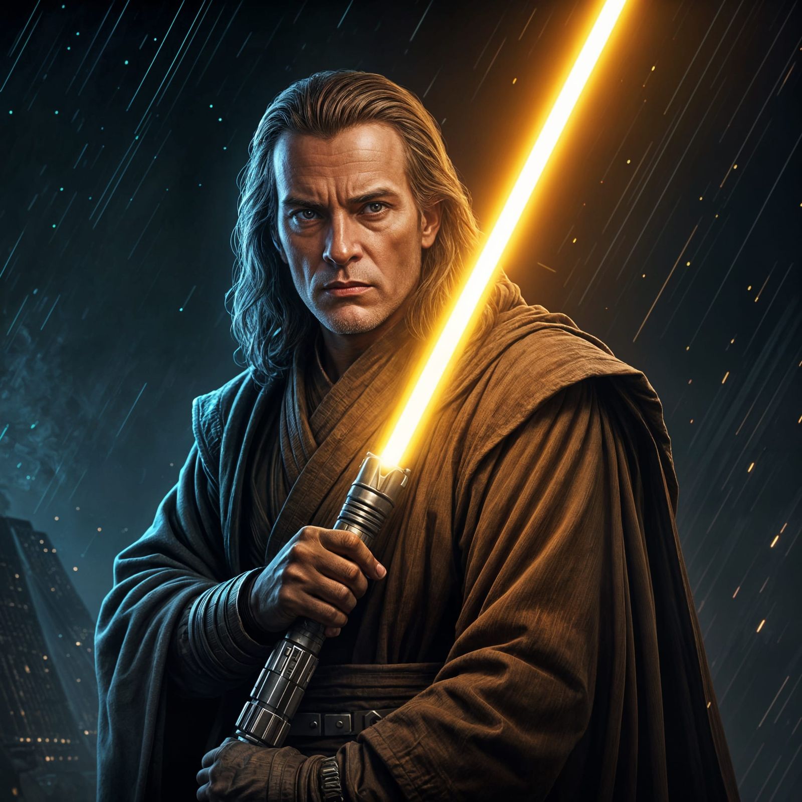 Zabrak Jedi Knight with Yellow Lightsaber