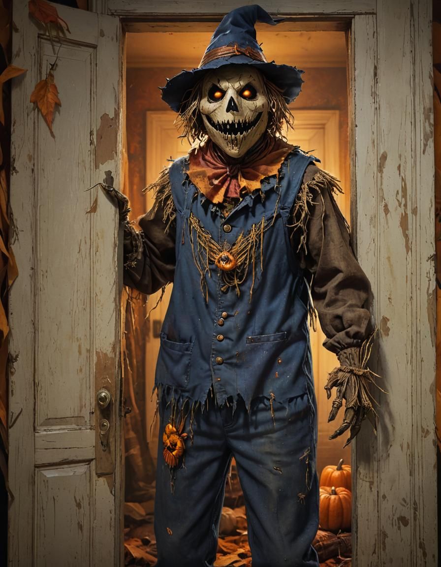 Frightening Scarecrow Emerges from Closet: Hyper-Realistic A...