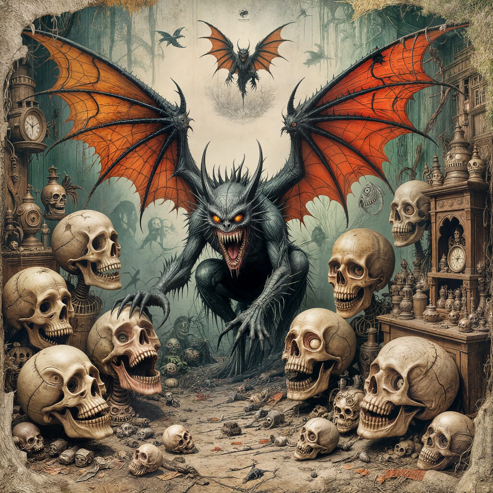 Grotesque Creatures with Unhinged Jaws in Vintage Style