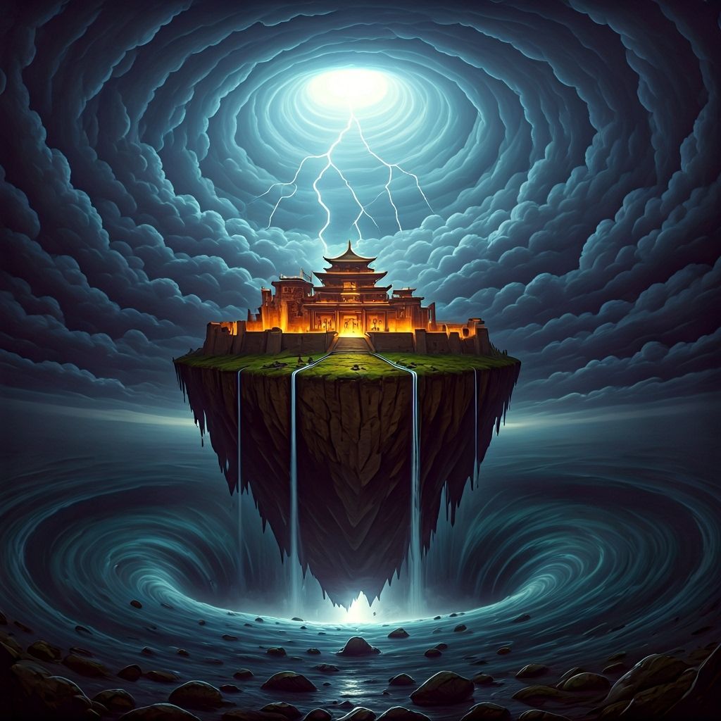 Floating Island Monastery in Epic Storm