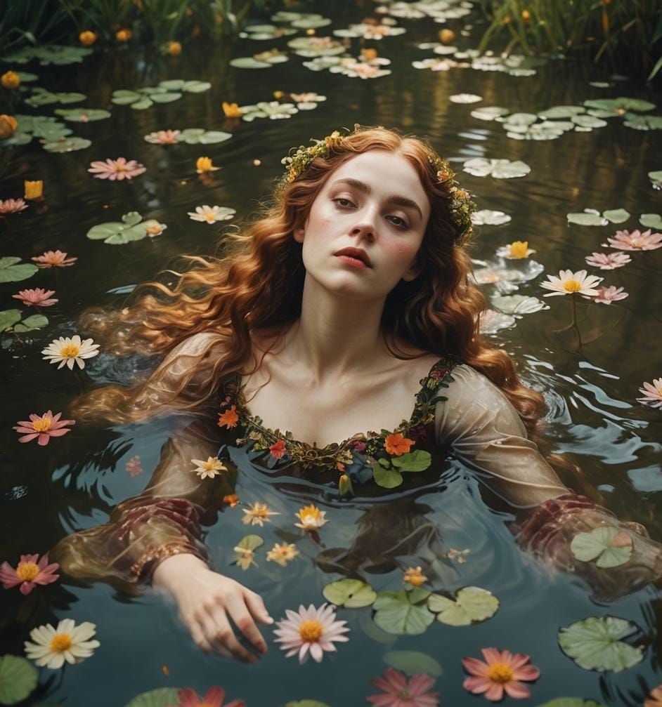 Ophelia's Tragic Drowning: A Cinematic Still